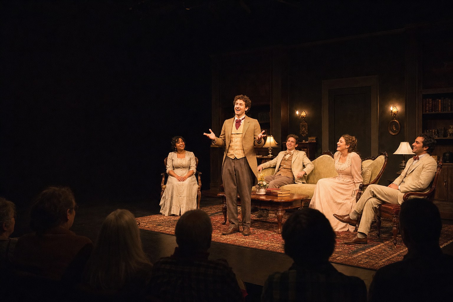 Community performers onstage in Harrowlight’s intimate black box theatre